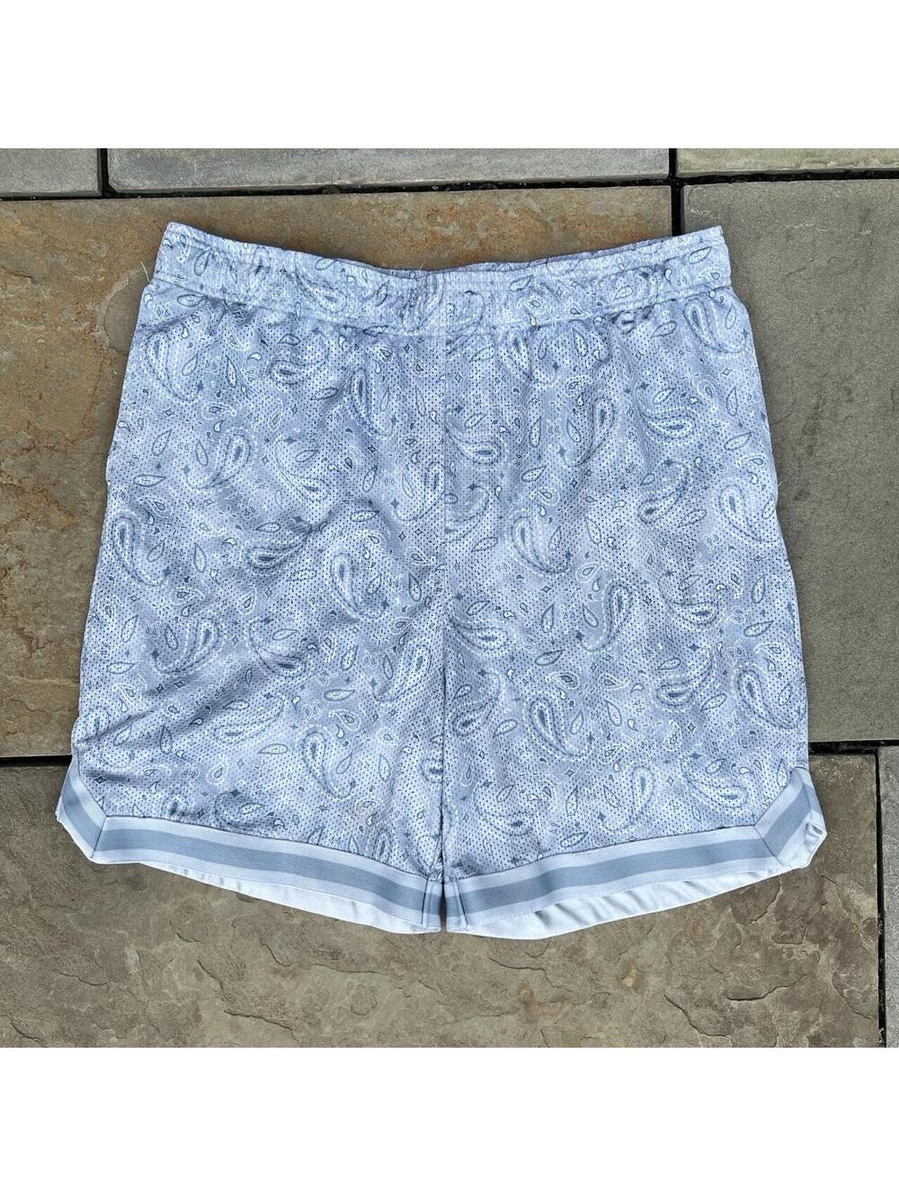 Paisley blue grey mesh shorts